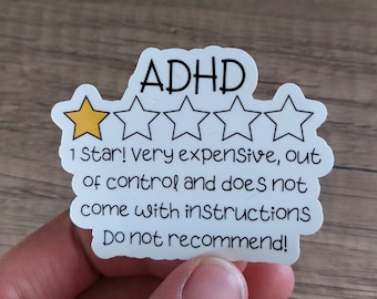 adhd sticker funny quote adhd sarcastic vinyl sticker lapotop water bottle sticker one piece suitcase stickers funny adhd quote one star