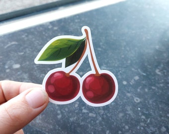 cherry sticker vinyl sticker water bottle laptop sticker waterproof cute cherry suitcase stickers one piece sticker fruit