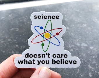 pegatina de ciencia cita divertida vinilo pegatina portátil botella de agua a la ciencia no le importa lo que creas laboratorio de ciencias de biología
