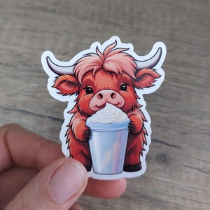 Niedliche Highland-Kuh-Aufkleber, Vinyl-Laptop-Aufkleber, Kawaii-Kuh, Wasserflaschen-Aufkleber, einteiliger Koffer-Aufkleber, Highland-Kuh-Aufkleber
