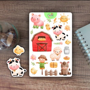 cute farm sticker sheet bullet journal farm animal stickers for planner vinyl cute sticker sheet pig cow farm animals stickers journaling