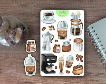 coffee sticker sheet cute coffee bullet journal theme stickers for planner journaling vinyl stickers cute coffee shop theme