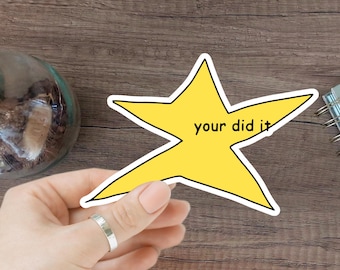 Your Did It Meme Sticker your did it Funny Star Vinyl Decal Encouragement Sticker Cute Meme Reward Sticker sarcastic Motivational Sticker