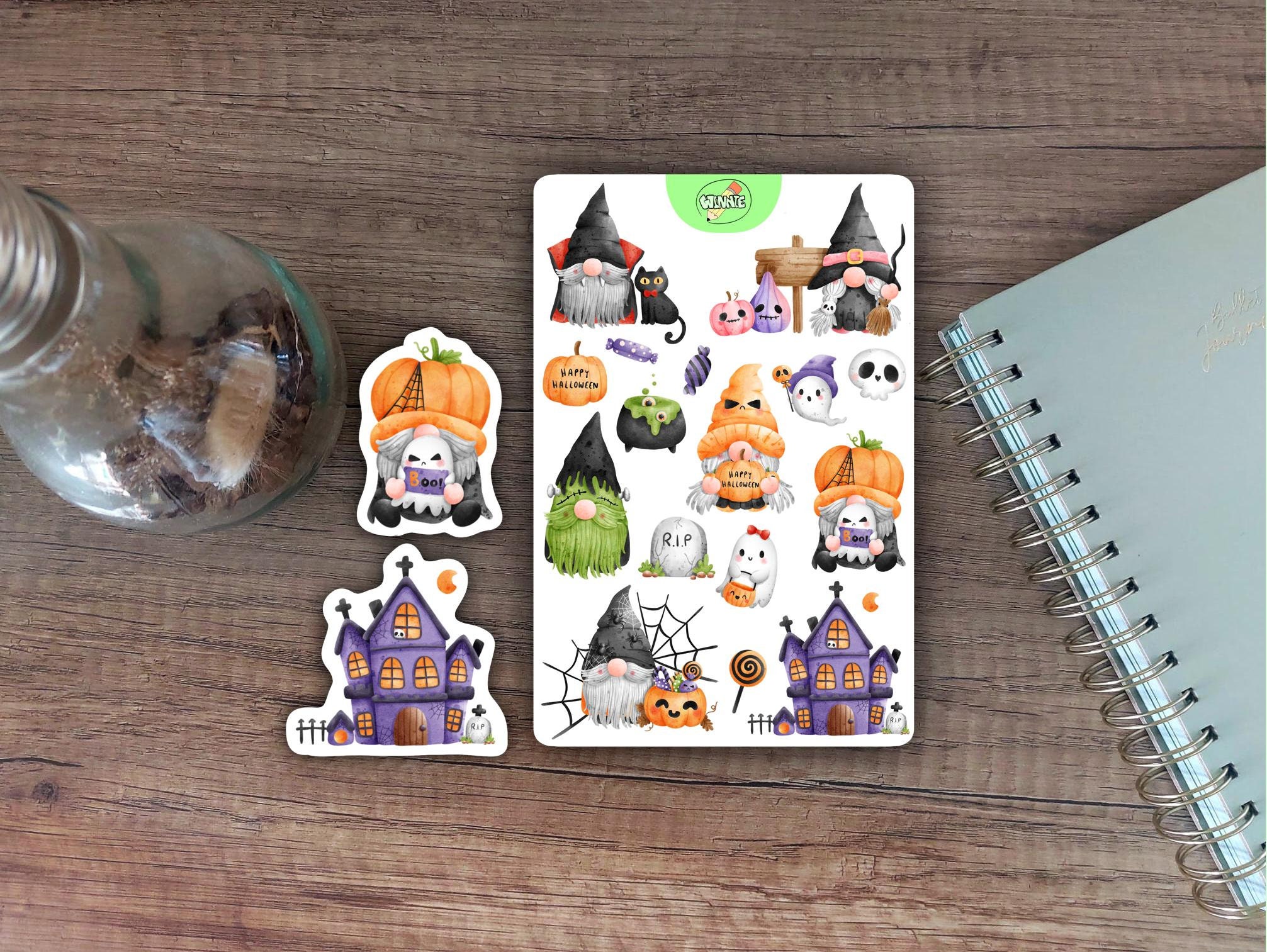 Cute Halloween Gnome Sticker Sheet for Planner or Bullet Journal ...