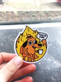 this is fine stickers funny meme this is fine laptop sticker water bottle one piece sticker vinyl fire funny mental i&#39;m fine quote