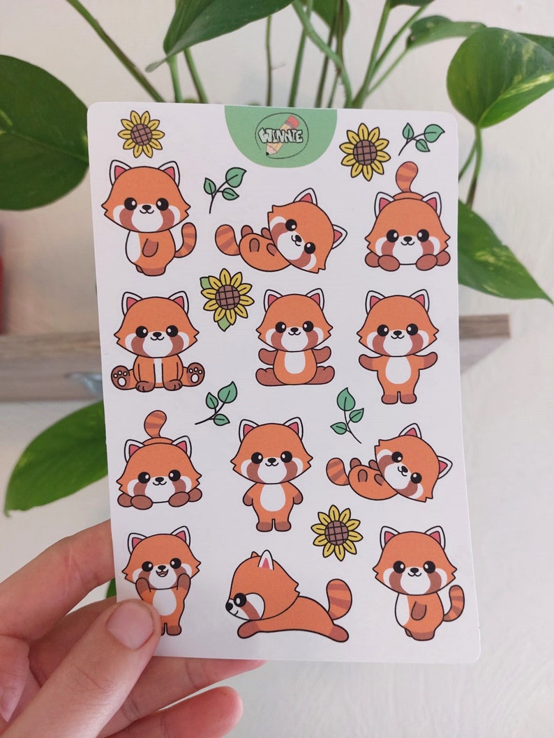 Cute Red Panda Sticker Sheet for Planner or Bullet Journal Design ...