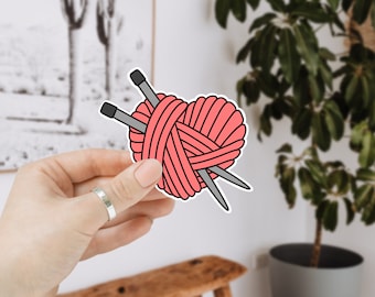 yarn sticker knitting vinyl sticker waterproof water bottle sticker laptop knitting sticker crochet yarn heart gift for knitter