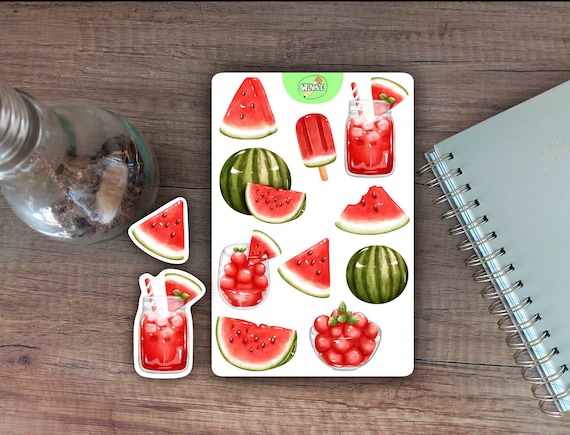 watermelon sticker sheet summer fruit tropical watermelon bullet journal stickers for planner vinyl sticker sheet fruit bowl food stickers