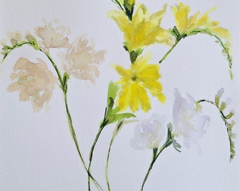 Wildflower Watercolor Painting: Original Botanical Art (7.8/11.8 in)