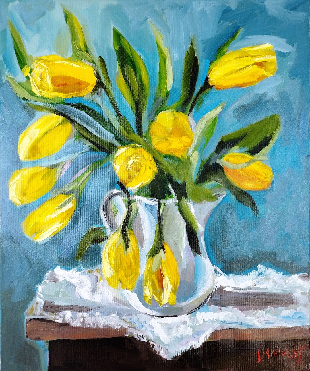 Handmade Painting Oil Painting on Italian Canvas Comes Stretched on a