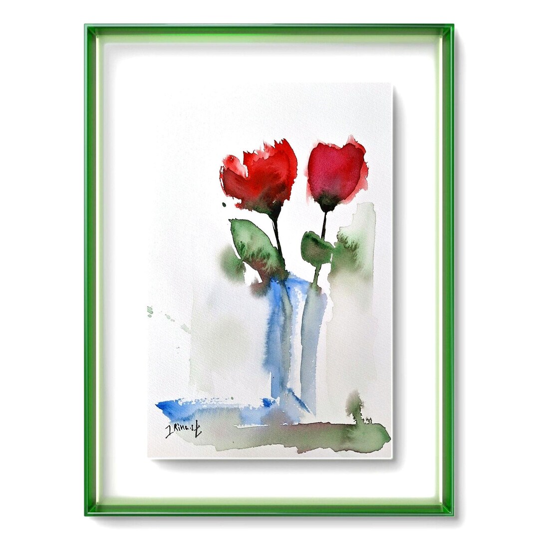 Abstract Floral Watercolor Painting: Poppy Red Wall Art - Etsy