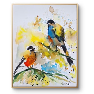 Painting-Handpainting Bird painting-Bird on branch Nature artwork Wildlife painting-Australian bird art diamant painting-Home decor wall art