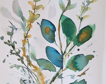 Watercolor botanical paintings on cotton paper size 7.8/11.8 Single source painting