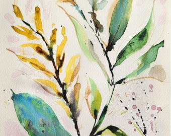 Watercolor botanical paintings on cotton paper Single source painting