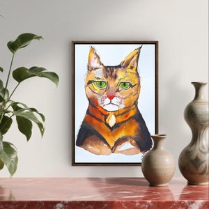 Cat  art Colorful Watercolor Painting on Cotton Paper - Single Painting