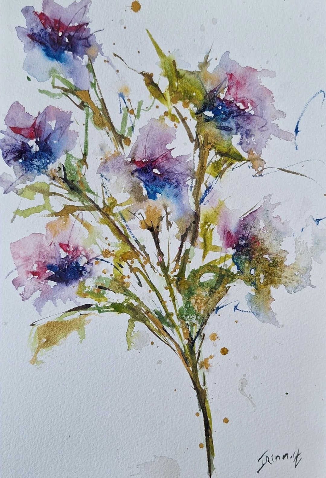 Abstract Floral Watercolor Painting: Botanical Art on Cotton Paper - Etsy