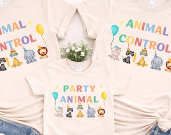 Control de animales, camiseta infantil de animal fiestero, camisetas a juego para la familia de cumpleaños, atuendo divertido para mamá y papá,