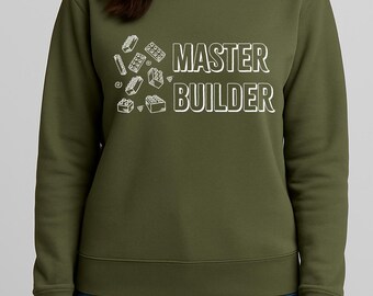 Camiseta minimalista de cumpleaños con diseño de maestro constructor dibujado a mano, camisetas con bloques de construcción, camiseta divertida para niños y papás.