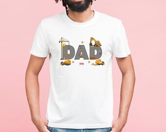 Camiseta de papá constructor, camiseta de cumpleaños con excavadora y bulldozer, regalo para papá, camiseta del Día del Padre