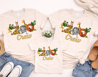 Camiseta de cumpleaños con temática de safari de Zoo Crew Family, camiseta para fiesta temática de animales