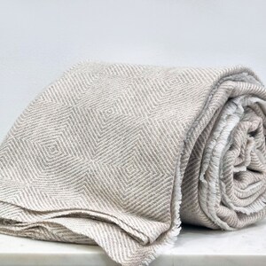 Beige Pashmina Wool Blanket, Baby Blanket, Soft Travel Blanket, Handwoven Blanket, Meditation Blanket, Light Weight, Ultra-soft and cozy