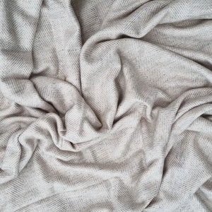Beige Pashmina Wool Blanket, Baby Blanket, Soft Travel Blanket, Handwoven Blanket, Meditation Blanket, Light Weight, Ultra-soft and cozy