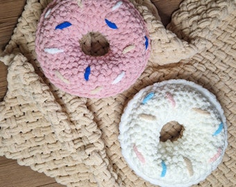Handmade Donut Pillow, Puffy Plush Donut Toy: Birthday, Kids Gift, Alize Puffy Yarn | 30 cm (11.8 inches) | Various Colors and Options