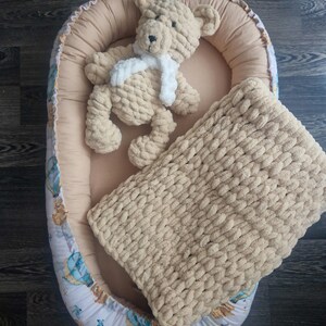 Puffy Baby Blanket, Handknitting, Alize Puffy Yarn – Perfectly Soft and Hypoallergenic, Reversible blanket, Puffy throw
