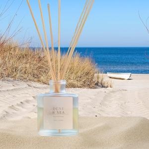 Dune & Sea Reed Diffuser, Room fragrance, Flameless Candle, Natural 4oz Reed diffuser, Coastal inspired Reed diffuser, Housewarming gift
