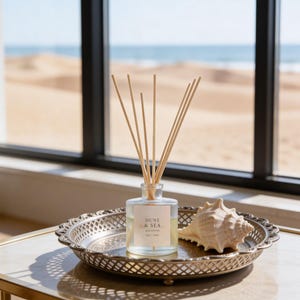 Coastal Reed Diffuser: Dune & Sea, Ljus Citrus, Mjuk Blommig Doft, Naturlig Hemdoft