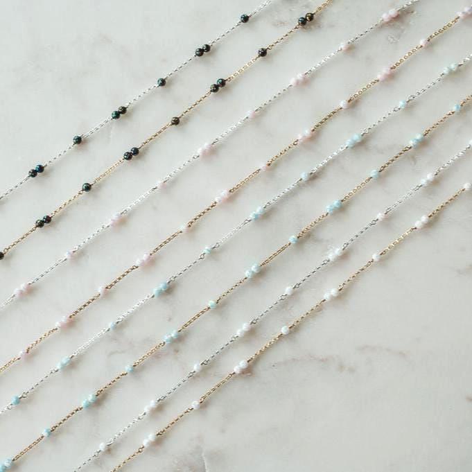 READY TO SHIP Opal Double Single Satellite Permanent Jewelry Chain, Gold Fill Chain, Opal Chain, Permanent Satellite Chain