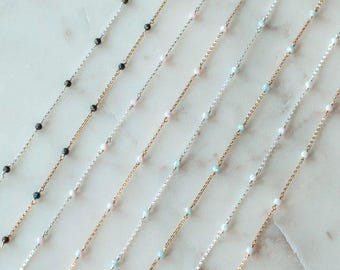 READY TO SHIP Opal Single Satellite Permanent Jewelry Chain, opal satellite chain, gold fill chain, opal jewelry, opal connector