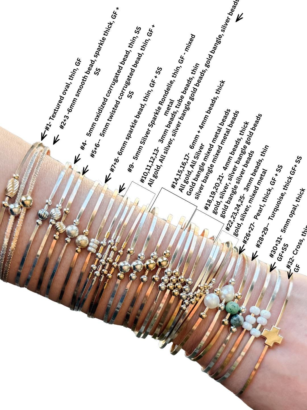 Permanent Bangles NEW! Beaded Permanent Jewelry Bangle - 14k Gold Fill, Sterling Silver ...