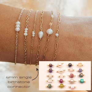 4mm single 14kt gold fill, sterling silver birthstone permanent jewelry connectors, semiprecious connectors, permanent jewelry supplies