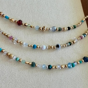 One-of-a-kind Gemstone Mixed Metal 14k Gold Fill and Sterling Silver Glow Up for Permanent Jewelry, Beaded, Permanent Jewelry Supplies GLO12