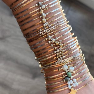 NEW! Beaded Permanent Jewelry Bangle - 14k Gold Fill, Sterling Silver, Mixed Metal