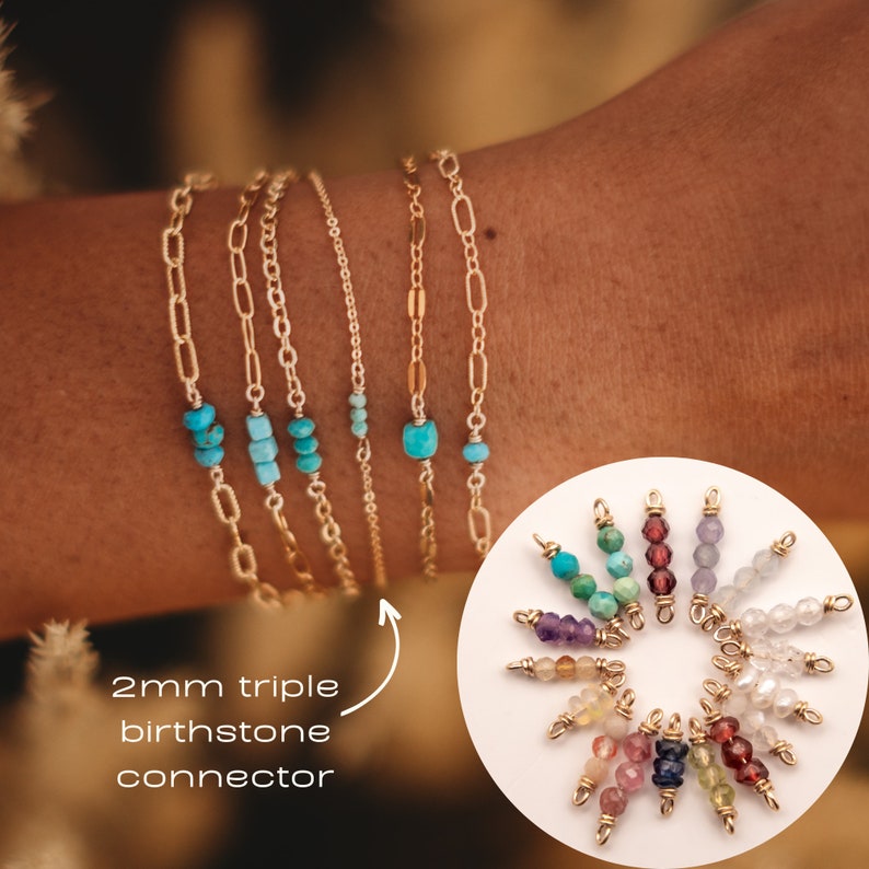 2mm 14kt Gold Fill and Sterling Silver Birthstone Permanent Jewelry