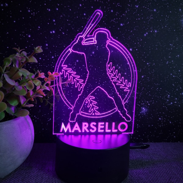 Led lamp, Bedroom lamp, Baseball , Baseball Home decor, Personalized bedroom lamp, Gift for kids, friends, Unique lamp with colors