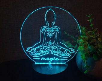 Personalized Led lamp, Bedroom lamp, Yoga led lamp, Personalized Yoga bedroom lamp, Gift for Yoga fan, Unique lamp with colors,