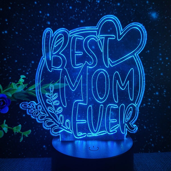 Best mom ever led lamp, Mother days gift, Gift to mother, Unique led lamp, Home decor, Bedroom lamp, Table Led Lamp, Muttertagsgeschenk