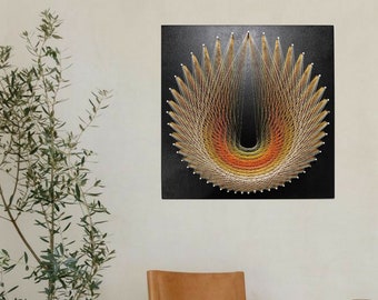 Mandala de hilo 3D: Arte lineal abstracto geométrico