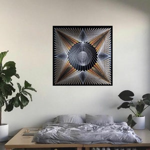 Oriental mandala, 3d geometric mandala, string art artist, string art, wall art, Geometric string art.