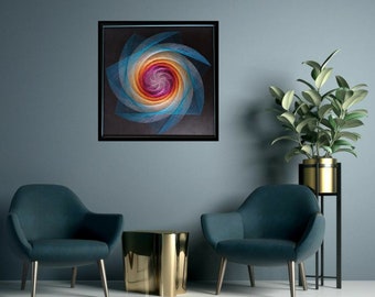 Rainbow Spiral Mandala String Art, Sacred Geometry Wall Decor (52x52 cm)