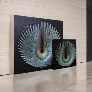 Mandala String Art: Peacock Tail Geometric Artwork