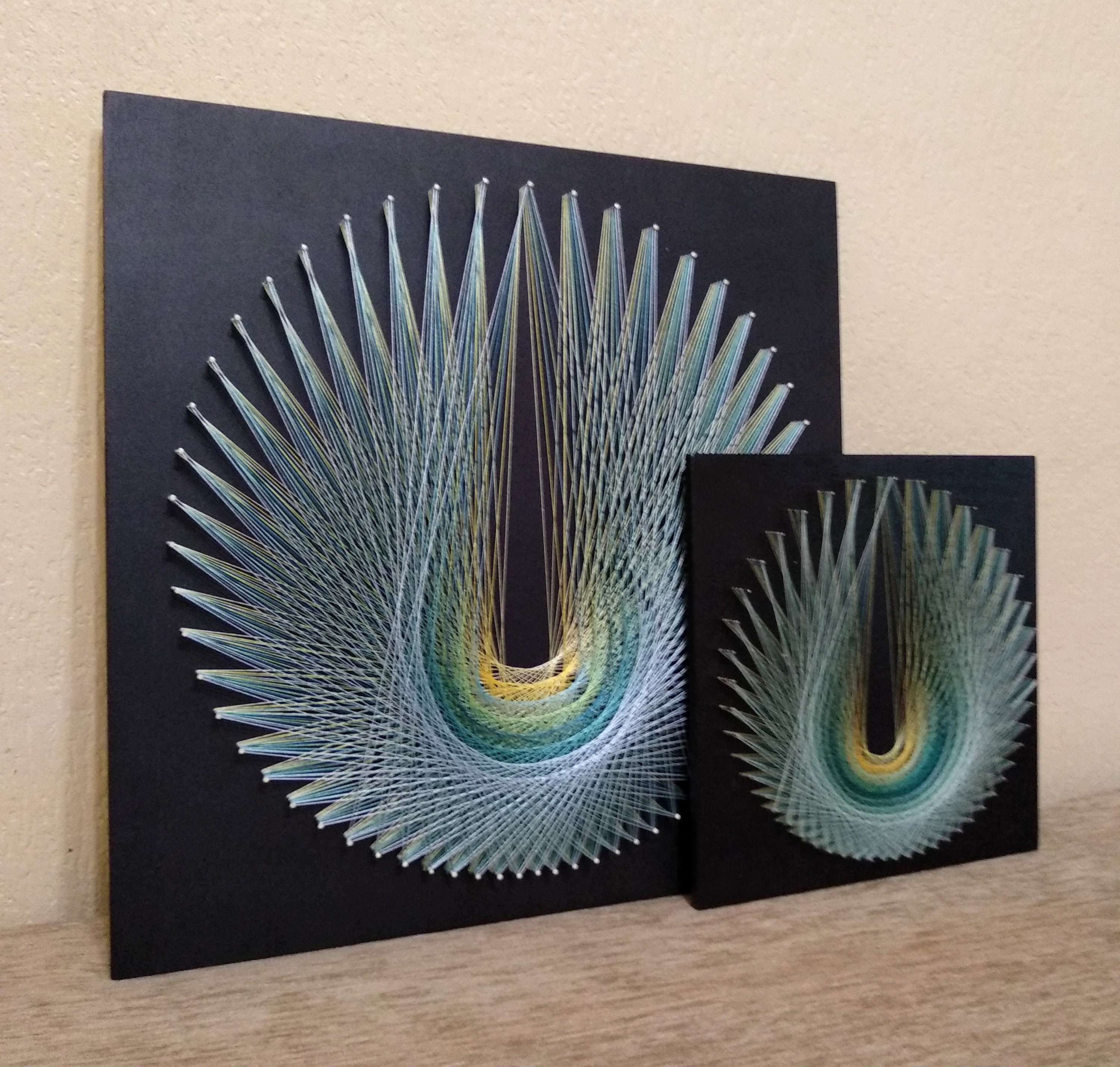 String Design Peacock Mandala String Art: Peacock Tail Geometric Artwork - Etsy