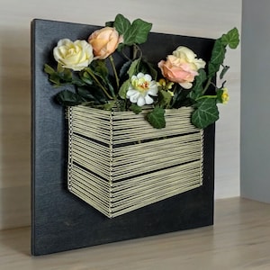 String Art Vase, hängende Taschenvase, Bauernhausdekor, botanische Wandkunst, Wandblumenvase, neues Hausgeschenk, Geburtstagsgeschenk, Geschenk für sie