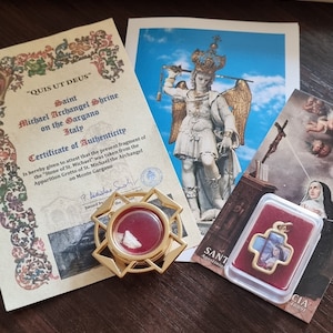 relic relic Michael Archangel Gargano reliquary certificate+Santa Rita Cascia