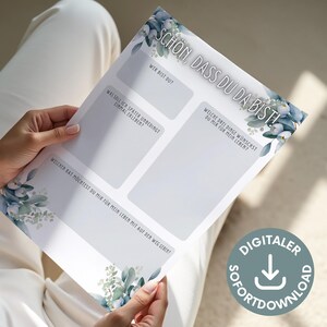 Taufe Gästebuch-Karten DIN A4 Druckvorlage, Alternatives Gästebuch Taufe Eukalyptus zum Ausdrucken, Wünsche Taufe Erinnerung zum Ausfüllen