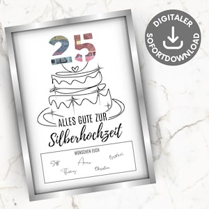 Silver wedding anniversary cash gift, 25th wedding anniversary gift idea, silver wedding anniversary cash gift, 25th wedding anniversary poster