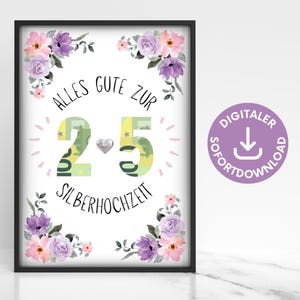Silver wedding money gift poster, 25th wedding anniversary gift idea, silver wedding gift money, image download anniversary 25 years of marriage